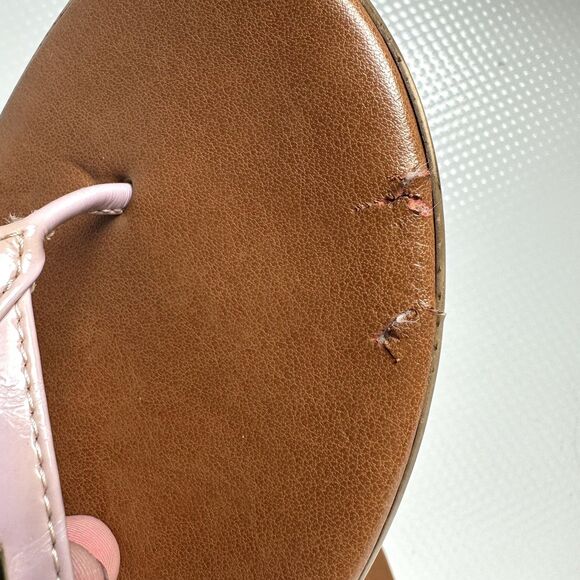Italian Shoemakers Sandals Women’s Size 10 Brown Sole Pink Strap Slip On Thong - Picture 7 of 7
